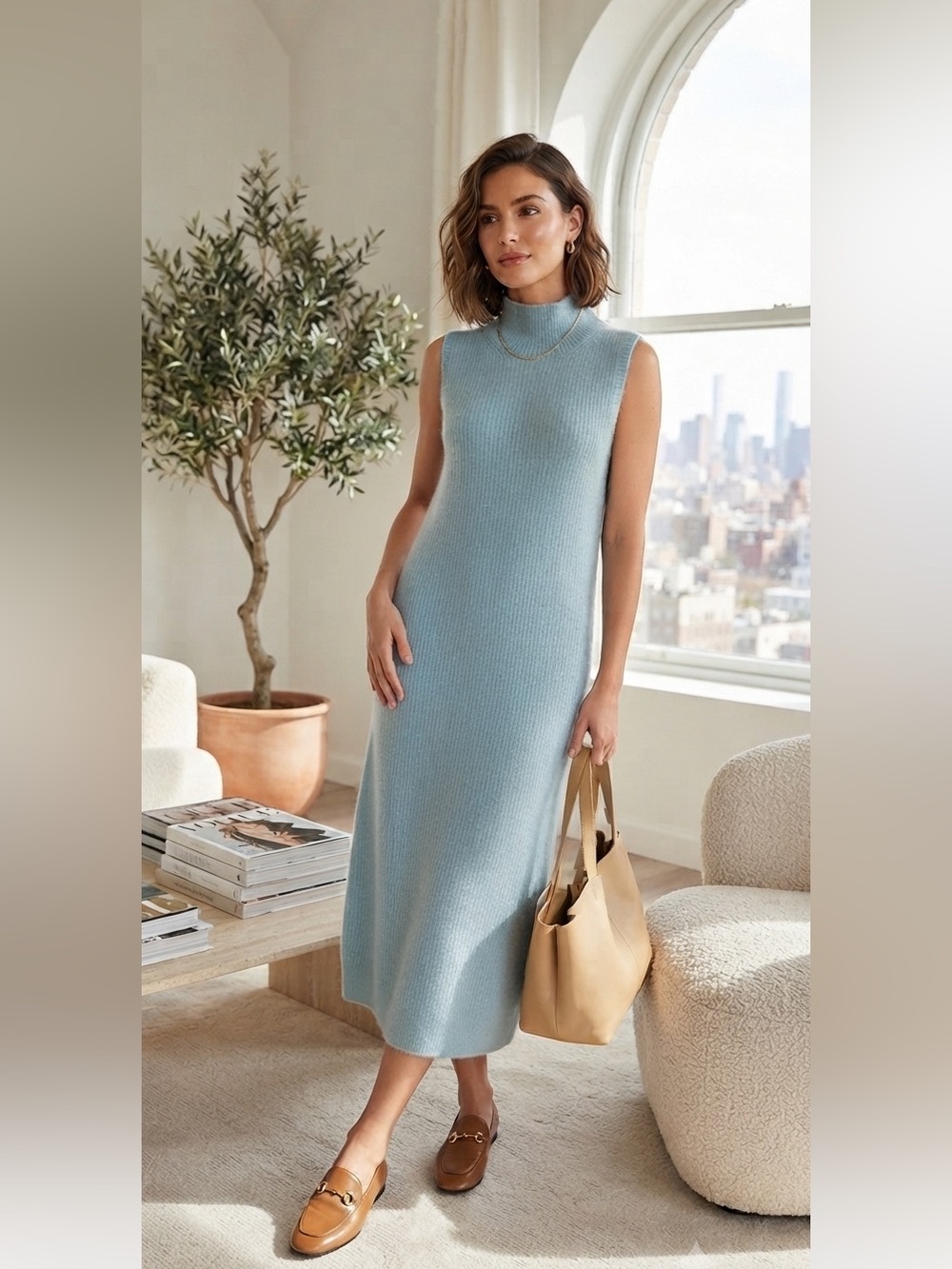 Nordstrom Light Blue Sleeveless Midi Dress